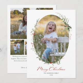 Cartão De Festividades Elegante Coroa de Natal em Aquarela 5 Foto