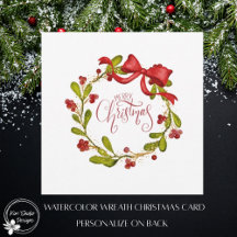 Elegante Coroa de Visco em Aquarela e Laço