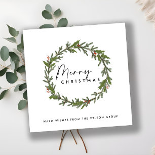 CARTÃO DE FESTIVIDADES ELEGANTE CORPORAL HOLLY BERRY WREATH CHRISTMAS