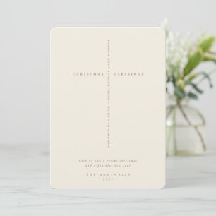 Cartão De Festividades Elegante Cruz de Escritura Creme