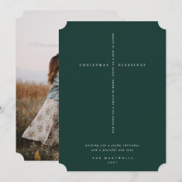 Cartão De Festividades Elegante Cruz de Escritura Verde Escura Foto