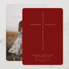 Cartão De Festividades Elegante Cruz de Escritura Vermelha Escura Foto