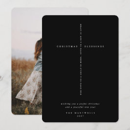 Cartão De Festividades Elegante Cruz de Escrituras Pretas em Foto