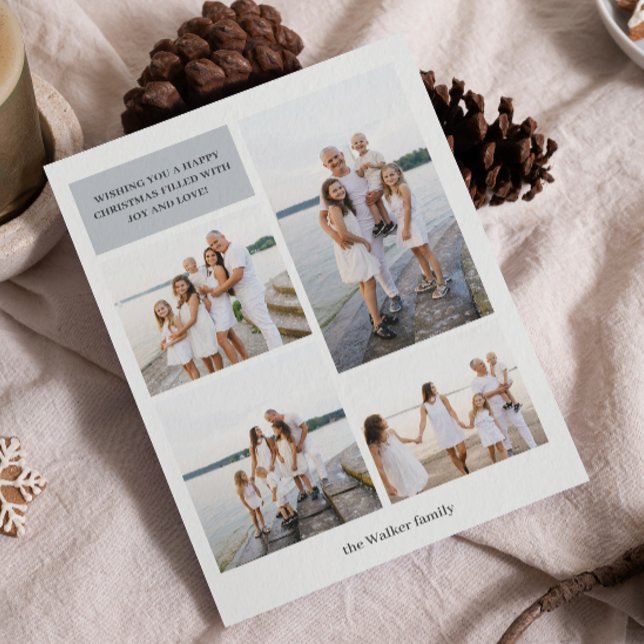 Cartão De Festividades Elegante de Foto Moderno e Neutro de Cinzas Claras (Criador carregado)