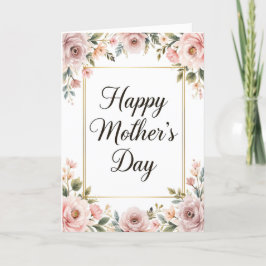 Cartão De Festividades Elegante Dia das Mães Rosa Floral Suave 