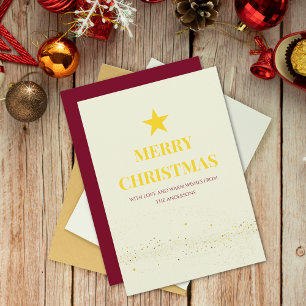 Cartão De Festividades Elegante Dourada Estrela Feliz Natal