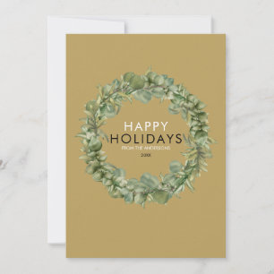 Cartão De Festividades Elegante Dourado Verde Moderno Fúria Natal