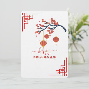 Cartão De Festividades Elegante e Simples 5" x 7" Feliz Ano Novo Chinês