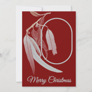 Cartão De Festividades Elegante e vermelho Eucalyptus Folha Natal