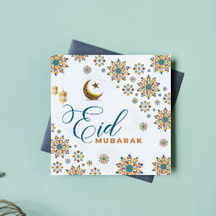 Cartão De Festividades Elegante Eid Mubarak Lua Estrelas