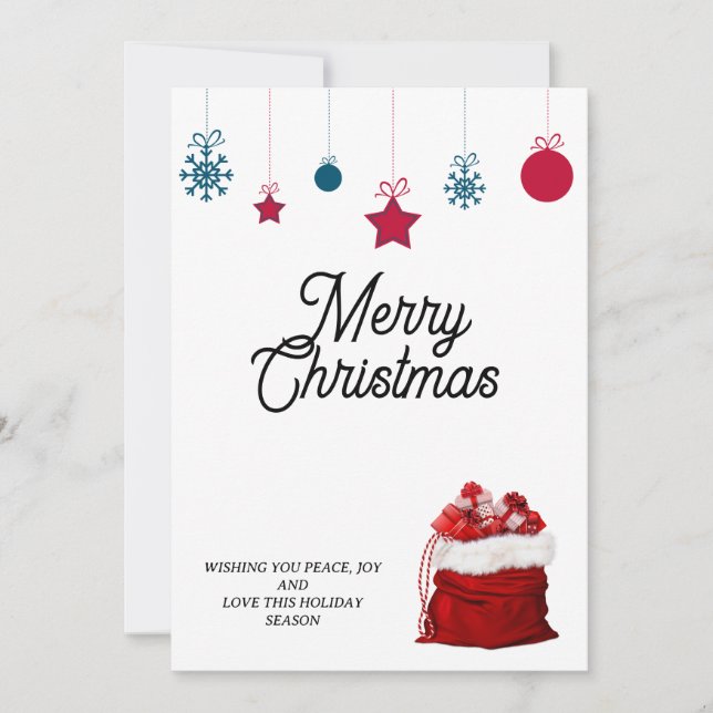 Cartão De Festividades Elegante em Branco e Vermelho | Feliz Natal  (Frente)