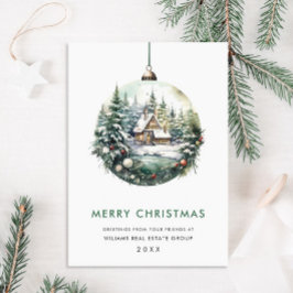 Cartão De Festividades Elegante Enfeite de Natal Saudação Corporativa