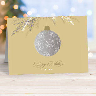 Cartão De Festividades Elegante Enfeite de Ouro Feliz Natal Empresarial