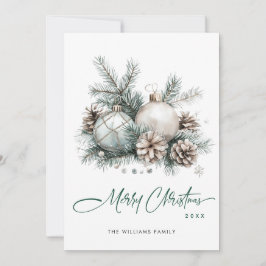 Cartão De Festividades Elegante Enfeite Verde Sálvia Natal Saudação