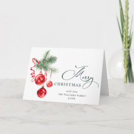 Cartão De Festividades Elegante Enfeite Vermelho Feliz Natal Saudação