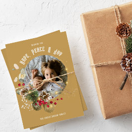 Cartão De Festividades Elegante Esperança Joy Dourado 1 Feriado Fotográfi