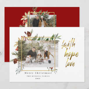 Cartão De Festividades Elegante Faith Hope Love Foto Espicy Red Natal