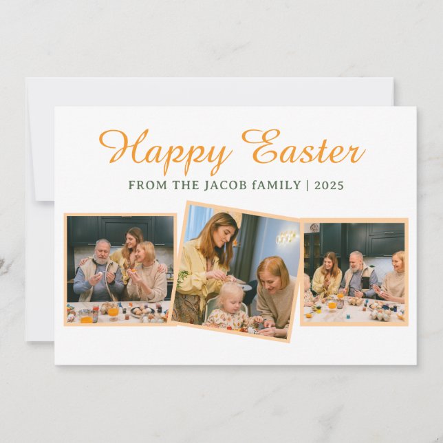 Cartão De Festividades elegante família de Páscoas Moderna de Bênção Três (Frente)