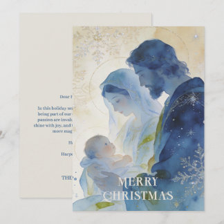 Cartão De Festividades Elegante Família Santa Azul Pastel Natal TMF26
