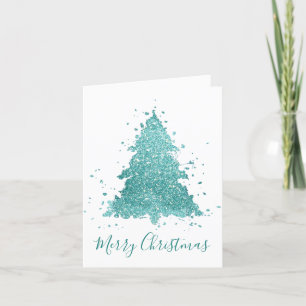 Cartão De Festividades Elegante Feliz Natal Luxe Aqua Mint Splatter