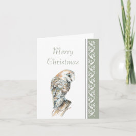 Cartão De Festividades Elegante Feliz Natal Natureza, Coruja-Nó, Pássaro