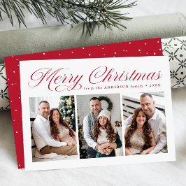 Cartão De Festividades Elegante Feliz Natal Vermelho Caligrafia 3 Foto