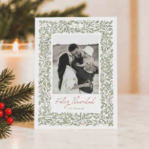 Cartão De Festividades Elegante Feliz Navidad Botânico Foto de Natal