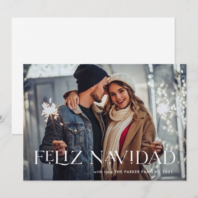 Cartão De Festividades Elegante Feliz Navidad | Um Natal Fotográfico (Frente/Verso)