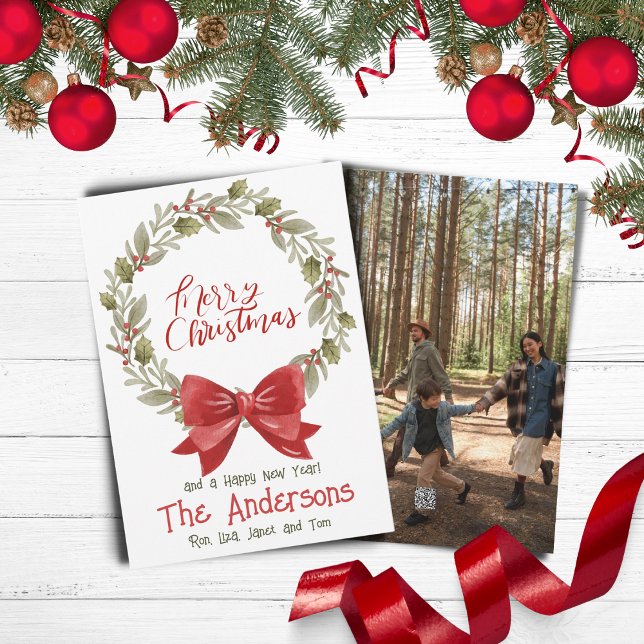 Cartão De Festividades Elegante Festivo Feliz Festa de Natal Arco Vermelh (Criador carregado)