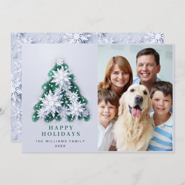 Cartão De Festividades Elegante Flocos de Neve Foguete de Natal (Frente/Verso)