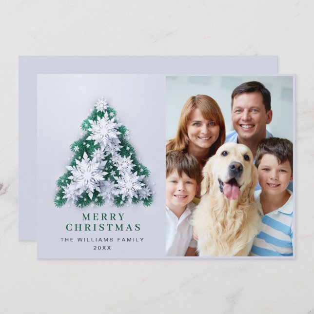 Cartão De Festividades Elegante Flocos de Neve Foguete de Natal (Frente/Verso)