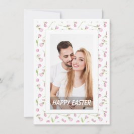 Cartão De Festividades Elegante Floral em Aquarela Foto Feliz Páscoa