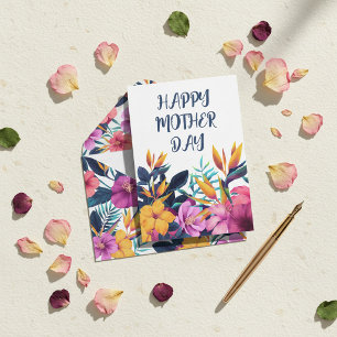 Cartão De Festividades Elegante Floral Feliz Dia das Mães Personalizado