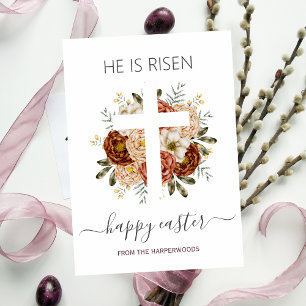 Cartão De Festividades Elegante Floral Felz pascoa Cross Christian