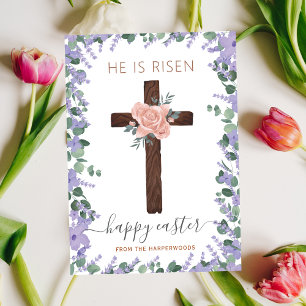 Cartão De Festividades Elegante Floral Felz pascoa Cross Christian