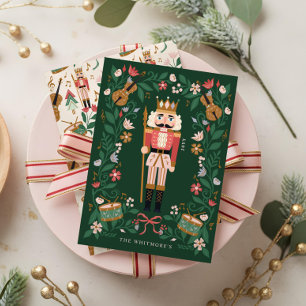 Cartão De Festividades Elegante Floral Natal Quebra-Nozes Ballet Musical