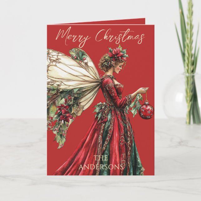 Cartão De Festividades Elegante Floresta Natal Fada Feriado  (Frente)