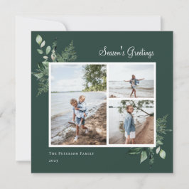 Cartão De Festividades Elegante Foto Botânica em Aquarela Verde