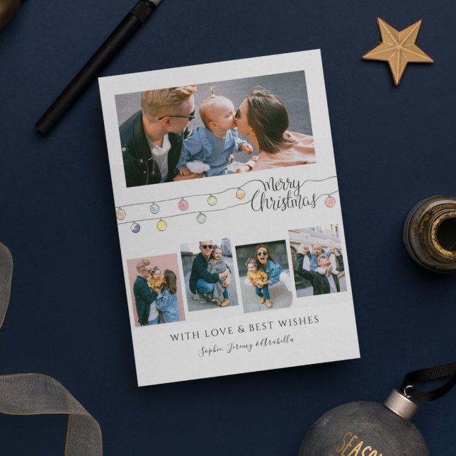 Cartão De Festividades Elegante | Foto Colagem Natal (Criador carregado)