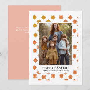 Cartão De Festividades Elegante Foto Colorida Floral Simples de Família d