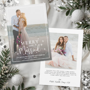Cartão De Festividades Elegante Foto de Casados e Felizes