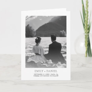 Cartão De Festividades Elegante Foto de Casamento Moderno Save the Date