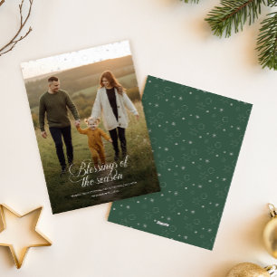 Cartão De Festividades Elegante Foto de Família Cristã Religiosa no Natal