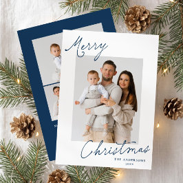 Cartão De Festividades Elegante Foto de Natal com Letra Naval