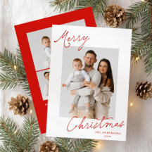 Elegante Foto de Natal com Letra Vermelha
