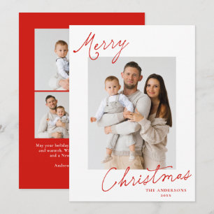 Cartão De Festividades Elegante Foto de Natal com Letra Vermelha