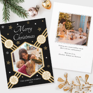 Cartão De Festividades Elegante Foto de Natal da Família Feliz Natal