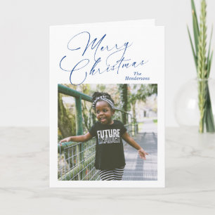 Cartão De Festividades Elegante Foto de Natal Script Feliz Natal