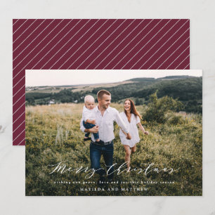 Cartão De Festividades Elegante foto minimalista com script de Natal burg