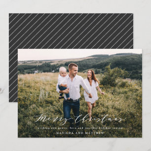 Cartão De Festividades Elegante foto minimalista de Natal em preto e bran